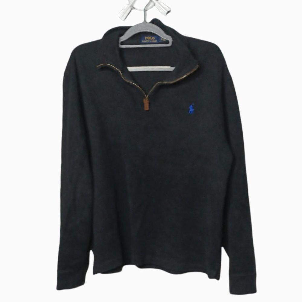 POLO Ralph Lauren • Large sweater black 1/4 zip Fall Winter preppy men's